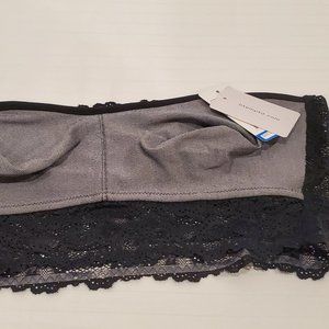 B’temptd Women Strapless Bra-Size XL-Grey-Black Lace-Modern Goth-Sexy Grunge-NWT